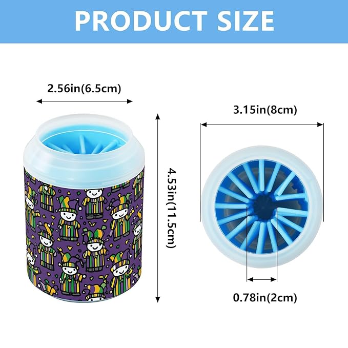 Dog Paw Cleaner Cups for Dogs Pets Foot Washer Paw Scrubber for Medium Small Cats Dogs Cute Cleaning Cup Cute Mardi Gras Dots