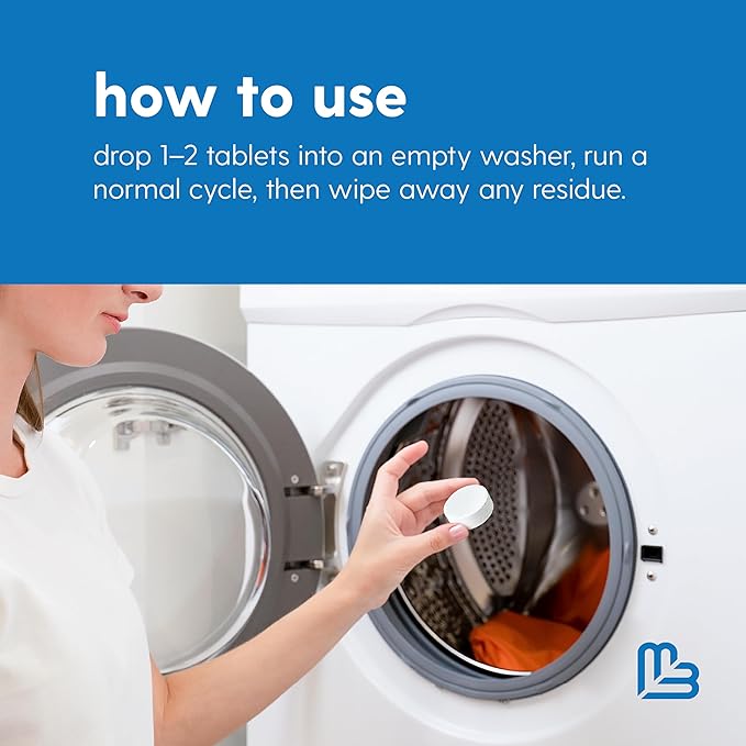 Washing Machine Cleaner Tablets - Oxygen Based HE Top & Front Load Washer Cleaner and Deodorizer Compatible with LG Whirlpool & Most Major Brands - Removes Trapped Odors & Residue (1 Year Supply)