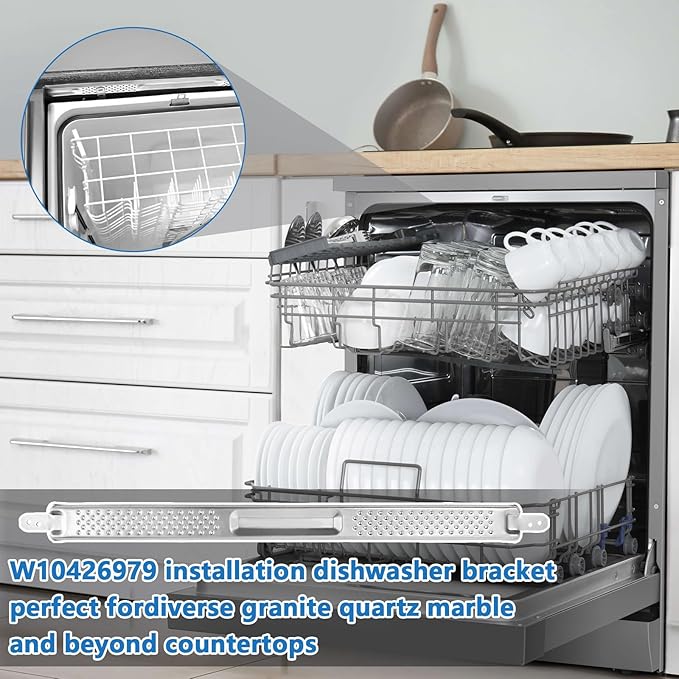 W10426979 24'' Dishwasher Mounting Bracket Kit with Column Level Fit for Whirlpool KitchenAid Maytag 24 Inch Dishwashers for Granite & Quartz Countertops Replaces AH3632890 EA3632890 PS3632890