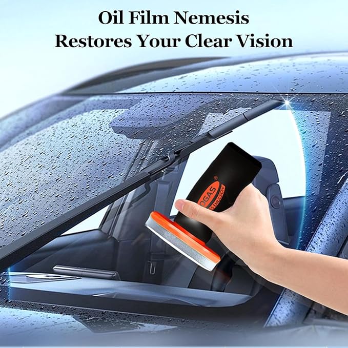 Glass Oil Film Cleaner for Car, Glass Cleaner Windshield Cleaner Tool for Automotive Windshield, Window, Mirror, Improve Windshield Clarity and Visibility for Safe Driving (2Pcs)