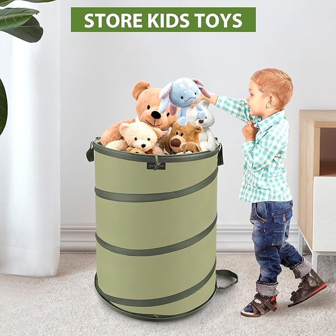 YUDI & GARDEN 45 Gallon Hard Bottom Collapsible Garden Bag, Collapsible Trash Can for Collecting Weeds or Leaf or Party and Yard Waste