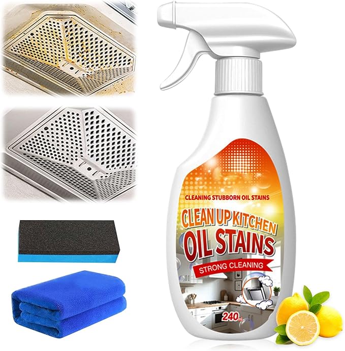 Clean Up Kitchen Oil Stains Spray,Kitchen Spray Cleaner,All-Purpose Cleaning Spray for Kitchens,Multi-purpose Oils Stain Cleaner,Clean Up Kitchens Oil Stains (240ml)