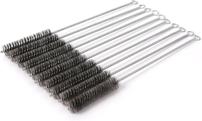 12 Inch Pipe Cleaning Brush Set with Stainless Steel Bristles, Steel Wire Tube Brush Kit for Auto Parts Polishing, Machining, Bottles, Tubes, Etc.（23mm-10pcs）