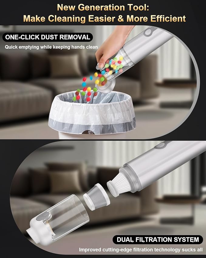 MARTISAN Cordless Car Vacuum, 4-in-1 Portable Vacuum, 20,000Pa Suction Power, 3 Sunction Modes, HEPA Filter, Vacuuming, Blowing, Inflating, Pumping, Quick Charging for Home, Office, Camping, White