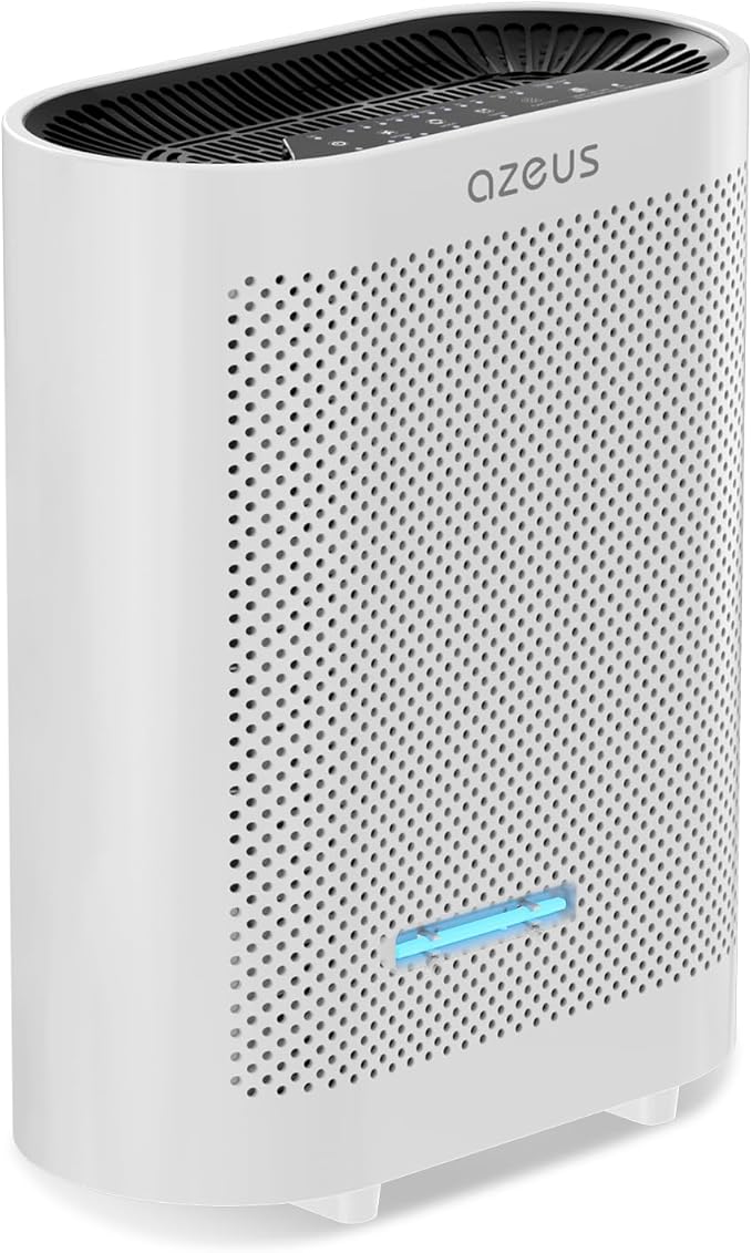 AZEUS True HEPA Air Purifier GL-FS32 | 4-Stage Filtration System, Ultra-Quiet Operation, and Air Quality Sensor | Ideal for Large Rooms, Bedrooms, and Offices (White)