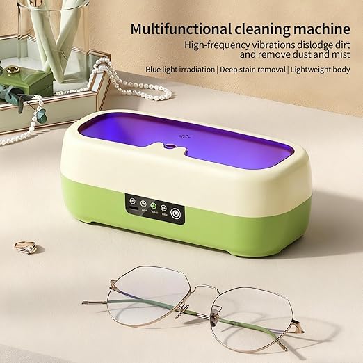 Ultrasonic Glasses Cleaner - Professional Ultrasonic Electric Jewelry Cleaner, Compact Rechargeable Cleaning Device Display | Rings Silver Necklaces Dentures for Strap Daily Adults