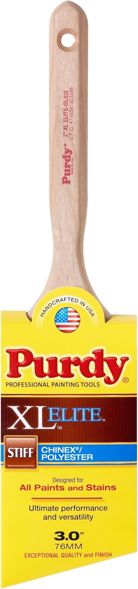 Purdy 144152530 XL Elite Series Glide Angular Trim Paint Brush, 3 inch