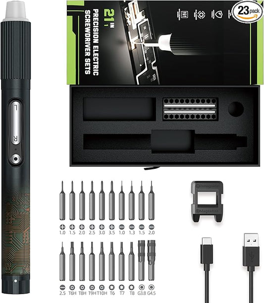 Mini Electric Screwdriver,JAKEMY Adjustable Torque Power Screwdriver Dual-mode Cordless Magnetic Precision Torx Screwdriver Bit Repair Tool kit USB Rechargeable with LED light for Electronics Consoles