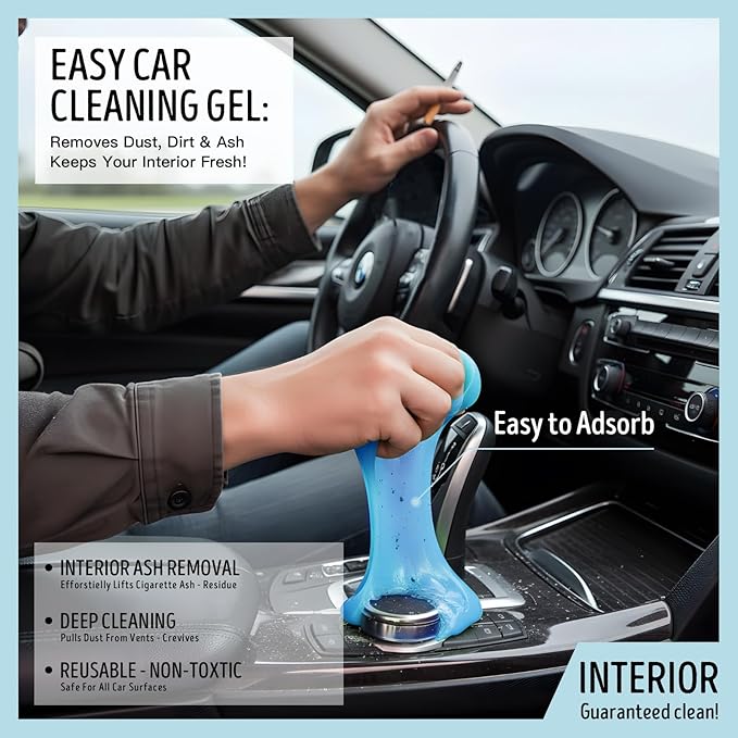 Car Cleaning Gel,Reusable Car Cleaning Putty for Interior Detailing, Car Cleaning Supplies, Auto Detailing Tools, Car Slime for Dust Removal, Car Accessories Interior, Car Cleaning Kit(Blue, 0.8 OZ)