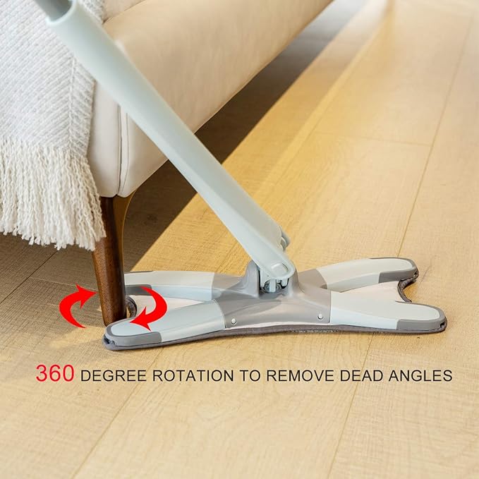 EZ SPARES X-Type Microfiber Hardwood Floor Mop, 3 Microfiber Mop Replacement Pads, Hand Free Washing, for Home, Kitchen, Hardwood, Laminate, Wood, Ceramic Tiles (Green)