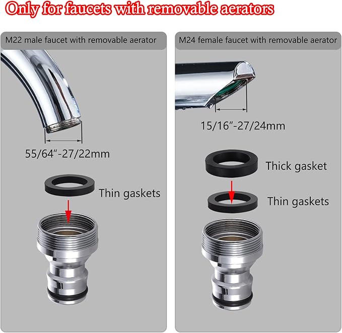 Kitchen Sink Faucet Quick Connector, Sink Faucet to Garden Hose Adapter, Dishwasher/Washer Snap Coupling Adapter, Faucet to Hose Adapter for Kitchen/Bathroom/Shower Hose