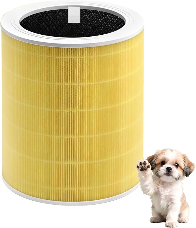 Core 600S Pet Replacement Filter, Compatible with LEVOIT Core 600S and Core 600S-P Air Purifier, 3-in-1 Filtration Filter, HEPA and Activated Carbon, for Home, Smoke, Pollen, Pet Dander, Yellow