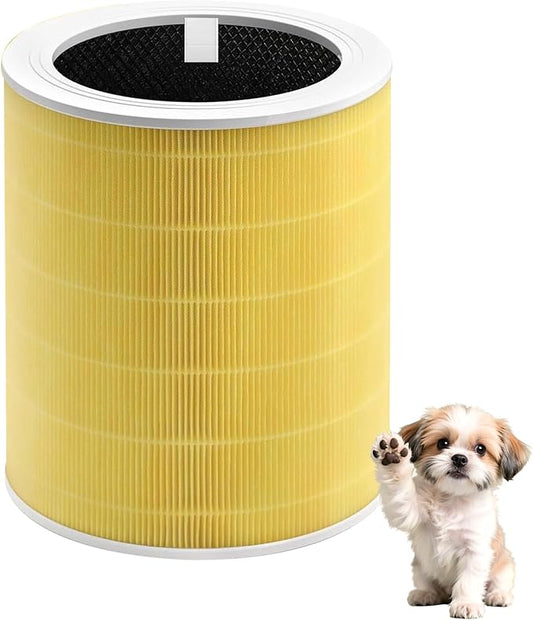 Core 600S Pet Replacement Filter, Compatible with LEVOIT Core 600S and Core 600S-P Air Purifier, 3-in-1 Filtration Filter, HEPA and Activated Carbon, for Home, Smoke, Pollen, Pet Dander, Yellow