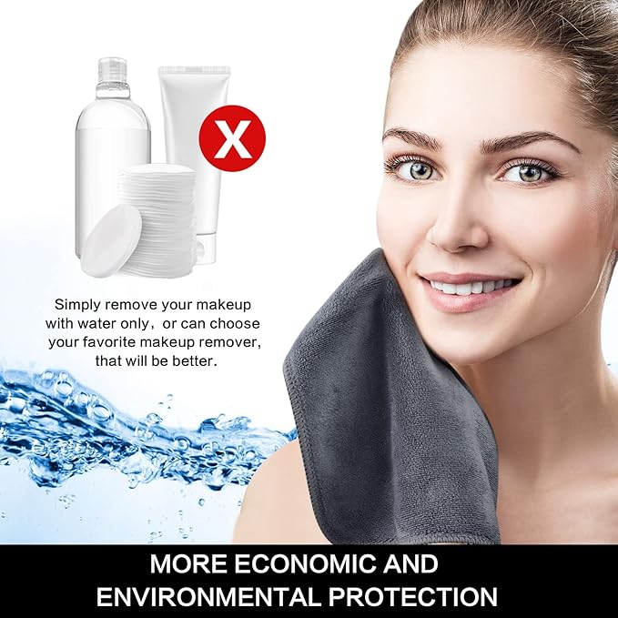 SINLAND Microfiber Facial Cloths Fast Drying Washcloth 12inch x 12inch Absorbent Face Wash Cloth Soft Makeup Remover Cloths