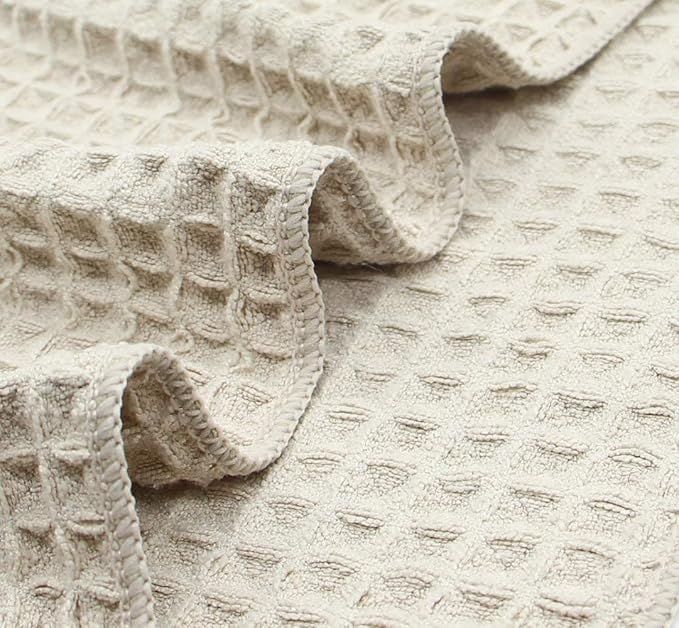 Microfiber Kitchen Cleaning Cloth Thick Dish Rags Waffle Weave Washcloths Dish Cloths Ultra Absorbent Odor Free 12inch X 12inch 6 Pack Khaki