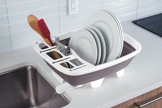PrepSolutions by Progressive Swivel Spout Collapsible Dish Drainer, Large Pop-Up Portable Dish Tub, Washing Basin for Kitchen