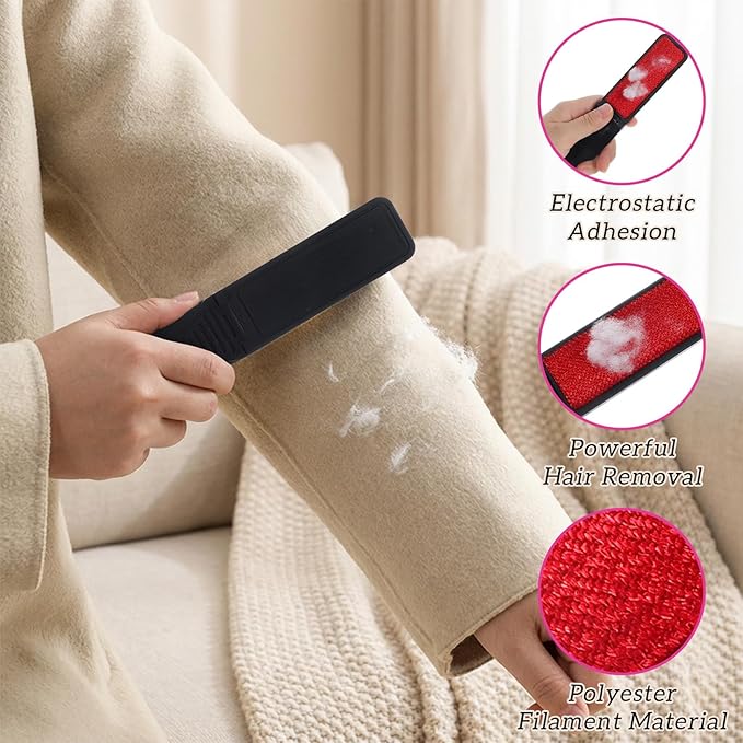 8 Pcs Foldable Lint Brush, Reusable Portable Travel Size Lint Remover Mini Compact Lints Brushes for Clothes Furniture Pet Hair, Lightweight Lints Cleaner Brush Tool for Travel Home Car Use