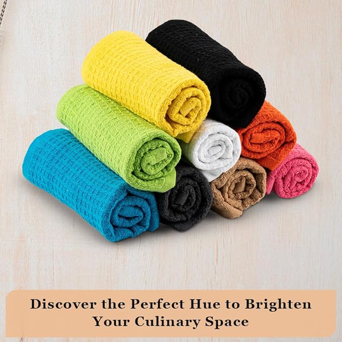 DishCloths Kitchen|Waffle Terry Weave Hand Towels|Cotton 12"x12" Reusable Dish Rags Washing Scrub Cleaning Dishes|Dish Bar Mop Towels Hand Wipes| washcloth |6 Pc Set-White