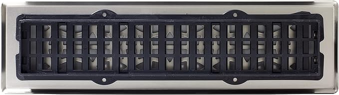 Decor Grates ECH212-NKL Eclipse Floor Register, 2x12 Inches, Brushed Nickel