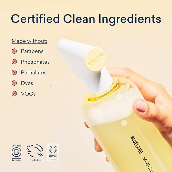 BLUELAND Multi-surface Cleaner, 10 Refill Tablets, Fresh Lemon Scent, All-Purpose, Eco-Friendly Cleaning Supplies, 10 x 24 Fl oz