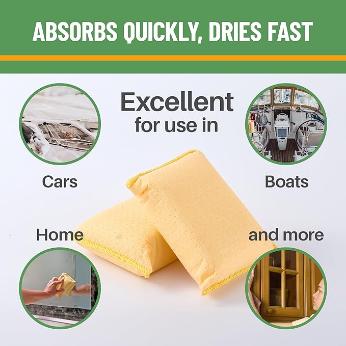 Evelots Car Windshield Cleaner Chamois, 4 Pack, Window Glass Defogger Sponge, Yellow