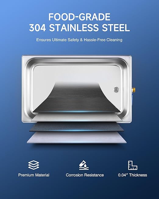 CREWORKS 30L Digital Ultrasonic Cleaning Machine with Heater and Timer, 600W Stainless Steel Ultrasonic Cleaner Machine, 7.9 gal Ultrasonic Parts Cleaner for Retainer Glasses Auto Tool Machine Part