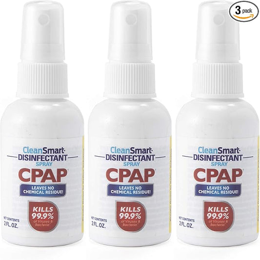 CleanSmart CPAP Disinfectant Spray To Go, Kills 99.9% of Bacteria and Viruses on CPAP Equipment, No Residue, 2 oz (Pack of 3)