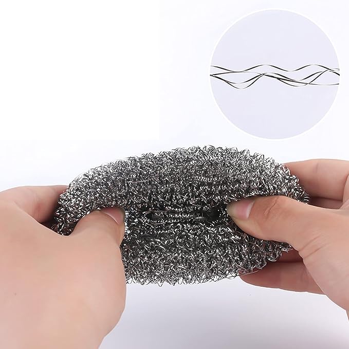 48 Pack Stainless Steel Scourers Sponges,Steel Wool scrubbers for stoves, pots, Cooker Hoods, etc. That are Difficult to Clean (48 Pack-Small 10 gram)