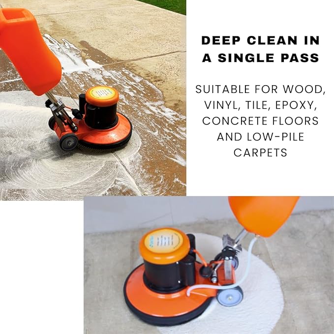 17" Heavy-duty Multi-Functional Floor and Carpet Buffer Machine - 2.0 HP, 175 RPM, 3.4-Gal Water Tank, Ideal for Commercial & Industrial Settings