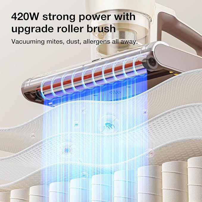 Jimmy WB63 Mattress Vacuum Cleaner – Anti-Mite & Dust Mite Removal Bed Vacuum with UV-C Light, 15KPa Strong Suction, Dual Cyclone Filtration for Mattress, Sofa & Upholstery