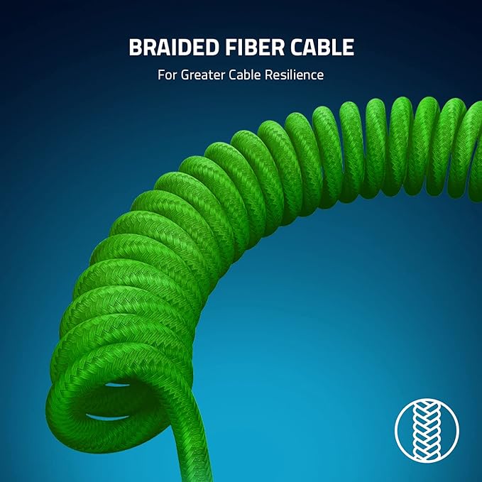 Razer PBT Keycap + Coiled Cable Upgrade Set: Durable Doubleshot PBT - Universal Compatibility - Keycap Removal Tool & Stabilizers - Tactically Coiled & Designed - Braided Fiber Cable - Green