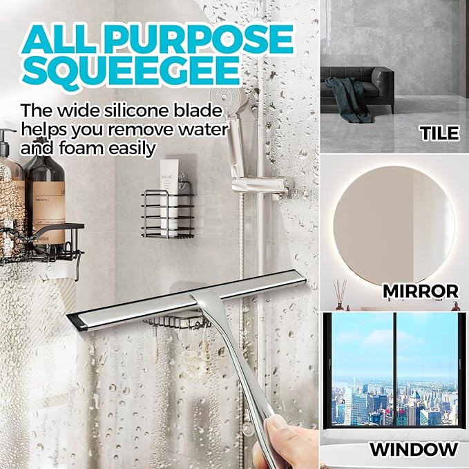 2 Pack Stainless Steel Rustproof Squeegee for Shower Glass