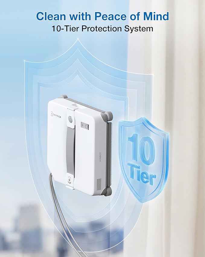 ECOVACS WINBOT MINI2 Window Cleaning Robot, Robot Window Cleaner with 6 Smart Cleaning Modes, Win-SLAM 4.0 Navigation, Automatic Glass Cleaner for Windows, Mirrors & Glass Doors
