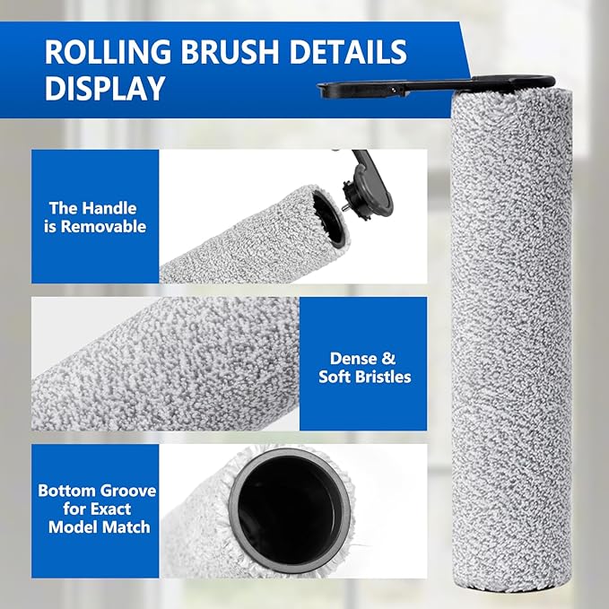 keluke Only Floor One S7 Pro【for S7 Pro Order After 2024 Aug】 Replacement Roller Brushes & Filters Compatible with Tineco Floor One S7 Pro Cordless Vacuum Cleaner, 2 Brush Rollers 2 HEPA Filters