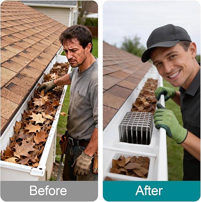 Gutter Guard 304 Stainless Steel for Downspout & Roof Drain- 2 Pack, Adjustable Height (4.7") with Flexible Opening Fits 3" x 4" Pipe, Downspout Filter, for Anti-Clogging Leaf Filter&Animal/Bird Guard