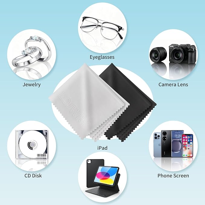 Eye Glass Clean Cloths 6*7in 6 Pcs, Individually Wrapped, High-Density, Ultra Soft, Scratch-Free Premium Microfiber Cleaning Cloth for Glasses, Camera Lens, Screen, Electronics, Tv, Eyeglass.