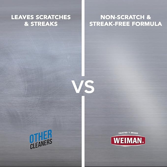 Weiman Stainless Steel Cleaner and Polish - Protects Appliances from Fingerprints and Leaves a Streak-Free Shine for Refrigerator, Dishwasher, Oven, Grill, 22 oz, 6 Pack
