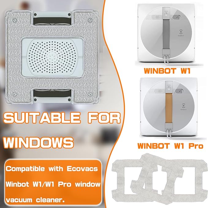 8 Pack Cleaning Rag for Ecovacs Winbot W2 Omni, W1, W1 Pro Window Vacuum Cleaner Robot, Washable and Reusable Mop Cloth Pad Accessories