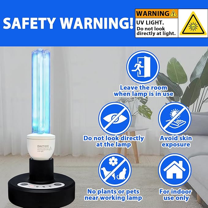 BAIMNOCM UV Light Sanitizer, UVC Disinfection Lamp with E26 Base and Remote Control, UV-C Light Bulb 25 Watts Indoor Use, 1 Count