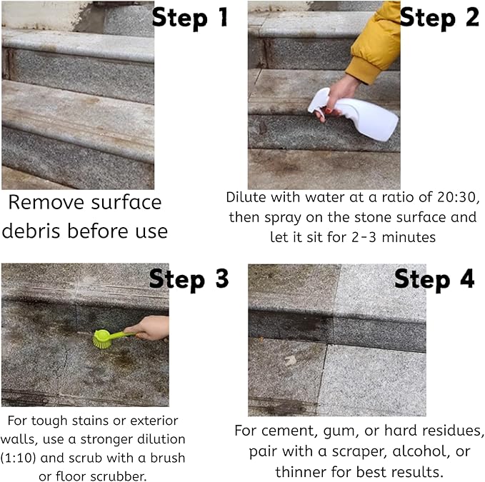 500ml Granite Cleaner Marble Stain Remover Marble Descaling Agent Stone Stain Cleaner Special Stone Cleaning - Stain Remover for Cleaning Concrete, Marble, Granite, Tile