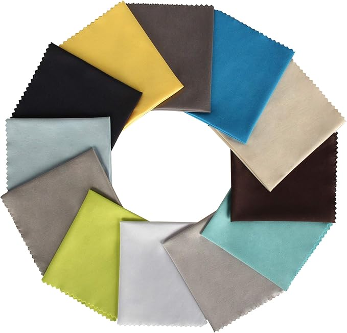 Fu Store 12 Pack Assorted Colors Microfiber Cleaning Cloths - 6" x 7" Microfiber Glasses Cloth - Great for Cleaning Eyeglasses, Cell Phones, Screens, Lenses, Glasses and All Delicate Surface