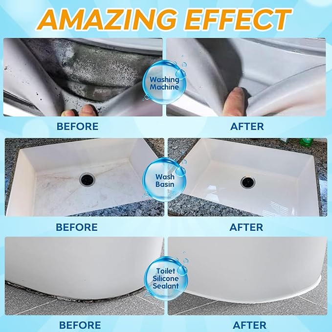 Mold Stain Remover Gel,Washing Machine Cleaner Front Load Washer Gasket Mold Remover Home Stain Cleaner Cleaning Gel for Grout Caulk, Bathroom, Shower, Bathtub, Refrigerator Cleaning Solution 10 Fl Oz