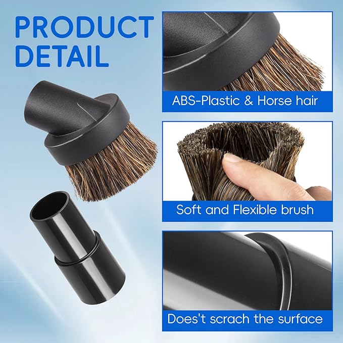 Vacuum Brush Attachments,1.25” Round Dust Brush For Shark Vacuum Attachments. Replacement For Shark vacuum Accessories Brush with 1 1/4 to 1 3/8 Inch Vacuum Hose Adapter Tool for Standard Hose.