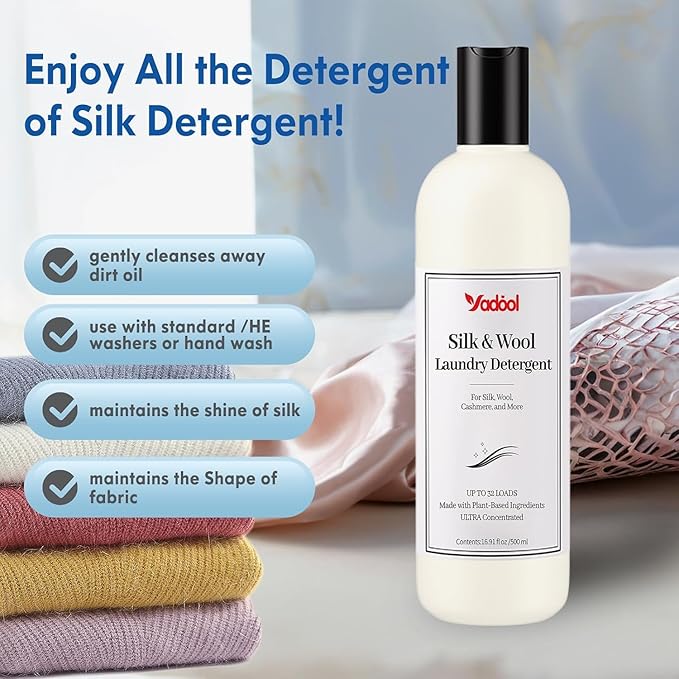 Silk & Wool Laundry Detergent, Cashmere Detergent, Double Concentrated Cashmere Shampoo, Compatible With Silk, Wool, Cashmere Delicate Wash, Soft And Comfortable - 16.91 Fl Oz