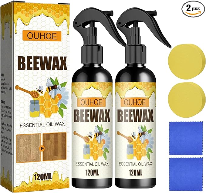 2PCS Natural Beeswax Spray, Beeswax Spray Cleaner, Furniture Polish,The Original Furniture Polish for living rooms,kitchens,wood furniture floors
