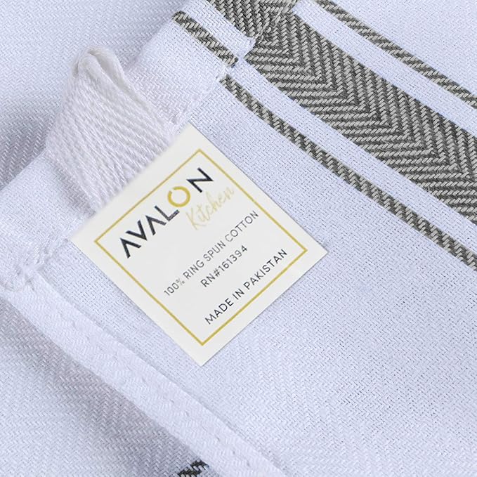 Dish Towels Set (Value Pack of 15) Size 15x25 Inch, 100% Cotton Soft & Absorbent Kitchen Towels, Tea Towels, Reusable Cleaning Cloths for Household Cleaning (Grey)