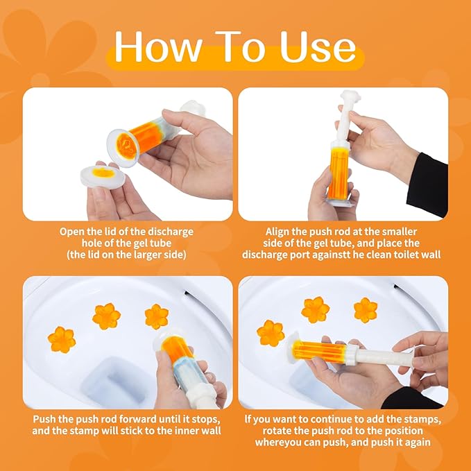 YUCO Toilet Gel Stamps Floral Shaped Toilet Bowl Cleaner Gel, Helps to Clean the Toilet, Preventing Urine Stains and Limescale Keeping it Fresh and Clean(Pack of 1,Orange Blossom)