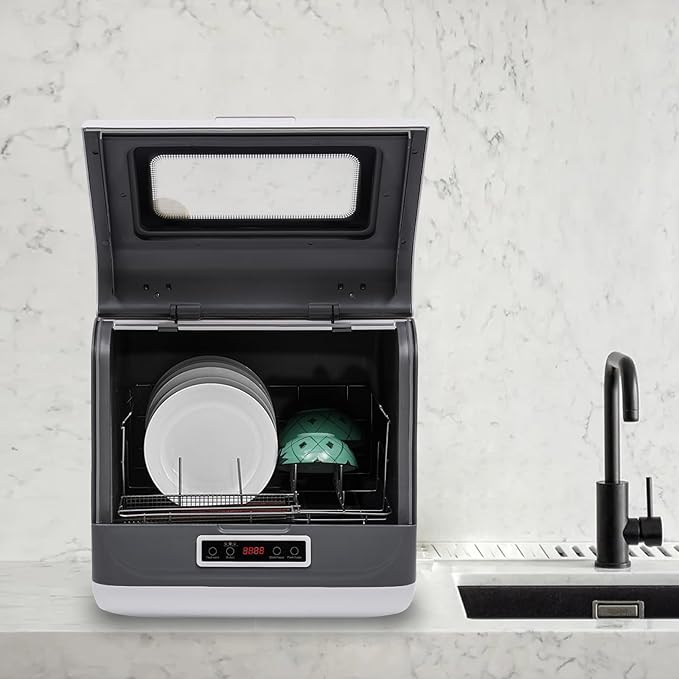 Portable Dishwasher Countertop,Portable Mini Dishwasher with 5L Built-in Water Tank for Apartments& RVs,Compact Dishwashers with 5 Washing Programs,High-Temp& Air-Dry Function (17.72*15.75*17.32in)