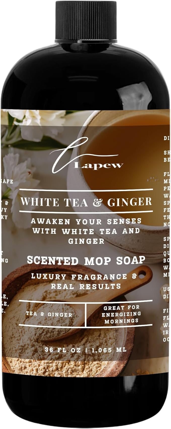 Luxury Floor Cleaner, Scented Mop Soap Concentrate | Hard Floor Cleaner for Tile, Vinyl, Laminate, LVP & Sealed Hardwood | Low-Foam, Streak-Free | 36 oz | White Tea & Ginger