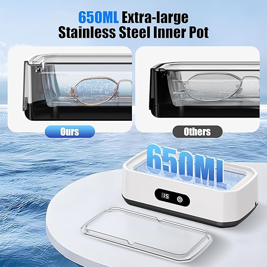 2026 Upgrade Ultrasonic Jewelry Cleaner, 50khz Large Capacity Ultrasonic Cleaner for Jewelry, Ring, Eyeglasses, Watch Strap&Dentures, Five Cleaning Modes, 304 Stainless Steel, Gift for Wife, Mom